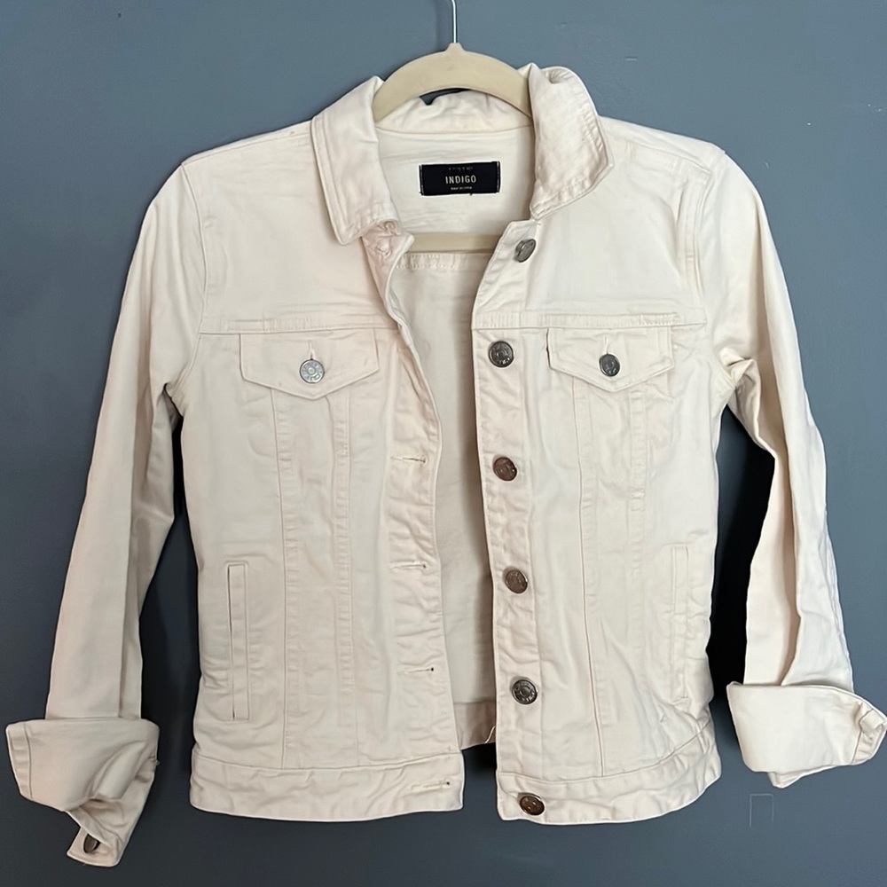 J Crew Cream Denim Jean Jacket